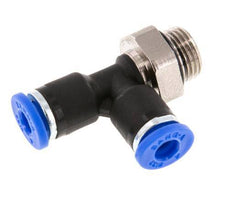 4mm x G1/8'' rechte hoek T-stuk Messing/PA 66 Insteekfitting Buitendraad Draaibaar NBR [2 Stuks]
