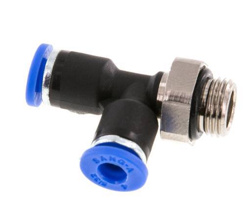 4mm x G1/8'' rechte hoek T-stuk Messing/PA 66 Insteekfitting Buitendraad Draaibaar NBR [2 Stuks]