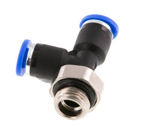 4mm x G1/8'' rechte hoek T-stuk Messing/PA 66 Insteekfitting Buitendraad Draaibaar NBR [2 Stuks]