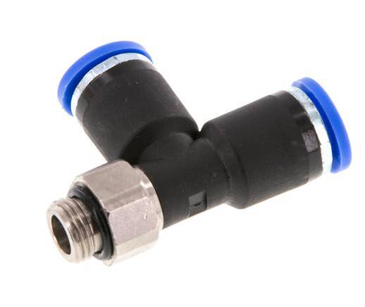 8mm x G1/8'' Right Angle Tee Push-in Fitting with Male Threads Brass/PA 66 NBR Rotatable [2 Pieces]