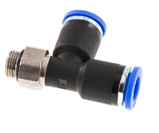 8mm x G1/8'' rechte hoek T-stuk Messing/PA 66 Insteekfitting Buitendraad Draaibaar NBR [2 Stuks]