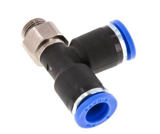 8mm x G1/8'' Right Angle Tee Push-in Fitting with Male Threads Brass/PA 66 NBR Rotatable [2 Pieces]