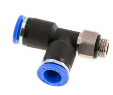 8mm x G1/8'' rechte hoek T-stuk Messing/PA 66 Insteekfitting Buitendraad Draaibaar NBR [2 Stuks]