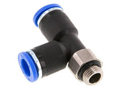 8mm x G1/8'' rechte hoek T-stuk Messing/PA 66 Insteekfitting Buitendraad Draaibaar NBR [2 Stuks]