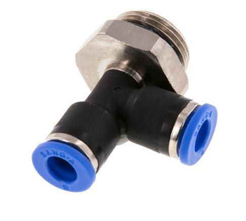 6mm x G3/8'' rechte hoek T-stuk Messing/PA 66 Insteekfitting Buitendraad Draaibaar NBR [2 Stuks]