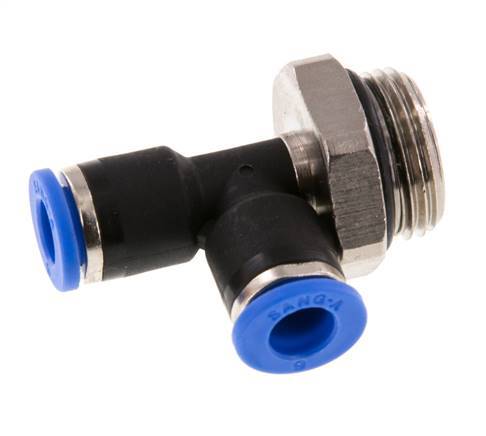 6mm x G3/8'' rechte hoek T-stuk Messing/PA 66 Insteekfitting Buitendraad Draaibaar NBR [2 Stuks]