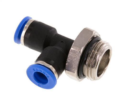 6mm x G3/8'' rechte hoek T-stuk Messing/PA 66 Insteekfitting Buitendraad Draaibaar NBR [2 Stuks]