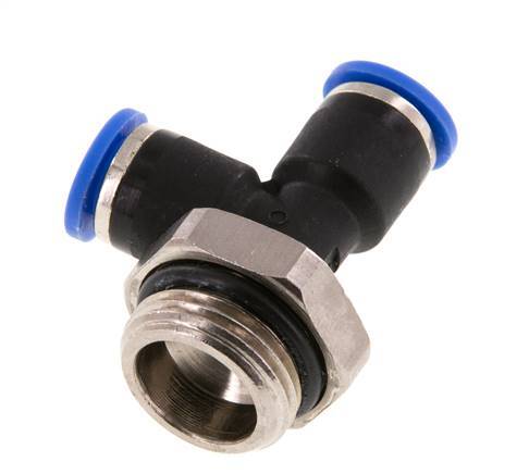 6mm x G3/8'' rechte hoek T-stuk Messing/PA 66 Insteekfitting Buitendraad Draaibaar NBR [2 Stuks]