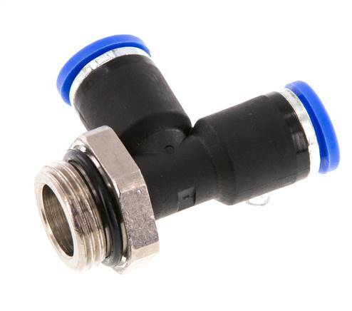 8mm x G3/8'' rechte hoek T-stuk Messing/PA 66 Insteekfitting Buitendraad Draaibaar NBR [2 Stuks]