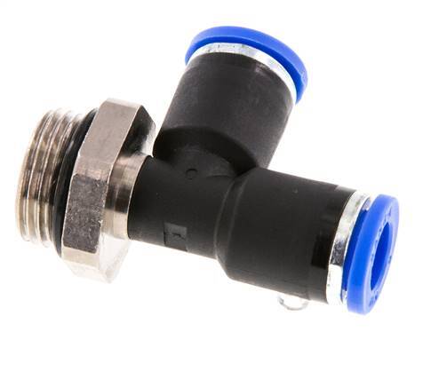 8mm x G3/8'' rechte hoek T-stuk Messing/PA 66 Insteekfitting Buitendraad Draaibaar NBR [2 Stuks]