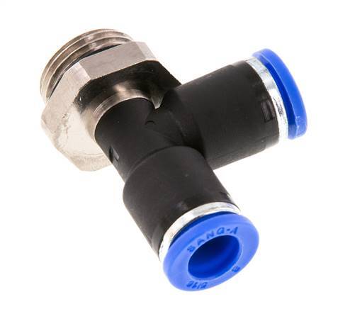 8mm x G3/8'' rechte hoek T-stuk Messing/PA 66 Insteekfitting Buitendraad Draaibaar NBR [2 Stuks]