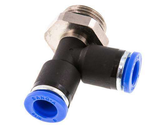 8mm x G3/8'' rechte hoek T-stuk Messing/PA 66 Insteekfitting Buitendraad Draaibaar NBR [2 Stuks]