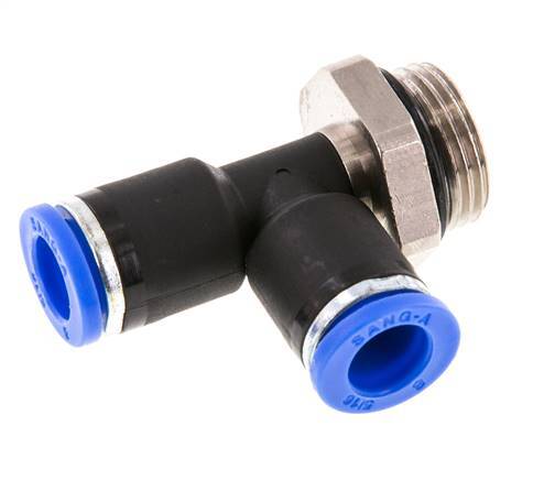 8mm x G3/8'' rechte hoek T-stuk Messing/PA 66 Insteekfitting Buitendraad Draaibaar NBR [2 Stuks]