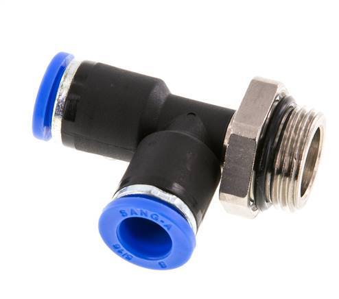 8mm x G3/8'' rechte hoek T-stuk Messing/PA 66 Insteekfitting Buitendraad Draaibaar NBR [2 Stuks]