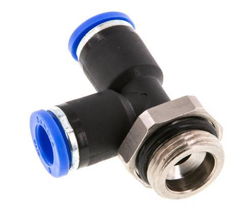 8mm x G3/8'' rechte hoek T-stuk Messing/PA 66 Insteekfitting Buitendraad Draaibaar NBR [2 Stuks]