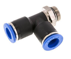 12mm x G3/8'' rechte hoek T-stuk Messing/PA 66 Insteekfitting Buitendraad Draaibaar NBR