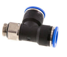 14mm x G3/8'' rechte hoek T-stuk Messing/PA 66 Insteekfitting Buitendraad Draaibaar NBR