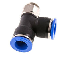 14mm x G3/8'' rechte hoek T-stuk Messing/PA 66 Insteekfitting Buitendraad Draaibaar NBR