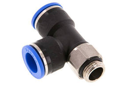 14mm x G3/8'' rechte hoek T-stuk Messing/PA 66 Insteekfitting Buitendraad Draaibaar NBR