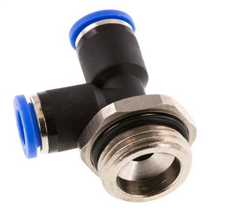 8mm x G1/2'' rechte hoek T-stuk Messing/PA 66 Insteekfitting Buitendraad Draaibaar NBR
