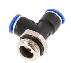 10mm x G1/2'' rechte hoek T-stuk Messing/PA 66 Insteekfitting Buitendraad Draaibaar NBR