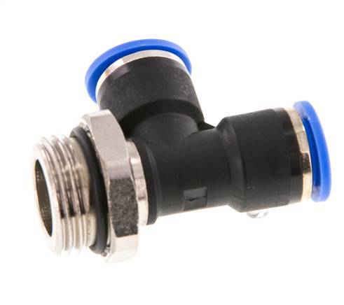 10mm x G1/2'' rechte hoek T-stuk Messing/PA 66 Insteekfitting Buitendraad Draaibaar NBR