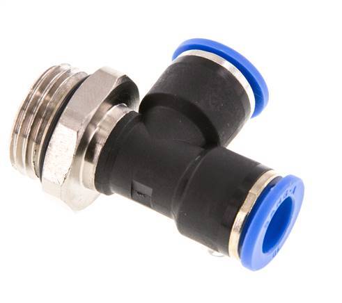 10mm x G1/2'' rechte hoek T-stuk Messing/PA 66 Insteekfitting Buitendraad Draaibaar NBR