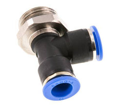 10mm x G1/2'' rechte hoek T-stuk Messing/PA 66 Insteekfitting Buitendraad Draaibaar NBR