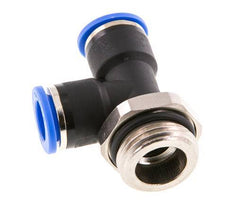 10mm x G1/2'' rechte hoek T-stuk Messing/PA 66 Insteekfitting Buitendraad Draaibaar NBR