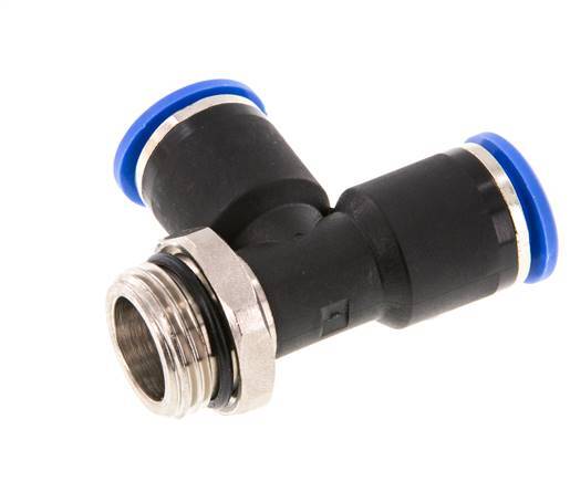 12mm x G1/2'' rechte hoek T-stuk Messing/PA 66 Insteekfitting Buitendraad Draaibaar NBR