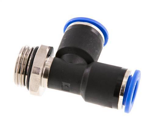 12mm x G1/2'' rechte hoek T-stuk Messing/PA 66 Insteekfitting Buitendraad Draaibaar NBR
