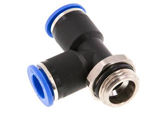 12mm x G1/2'' rechte hoek T-stuk Messing/PA 66 Insteekfitting Buitendraad Draaibaar NBR