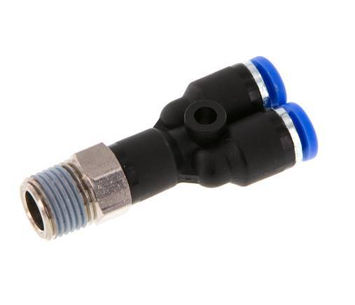 4mm x R1/8'' Y-koppeling Messing/PA 66 Insteekfitting Buitendraad Draaibaar NBR [2 Stuks]
