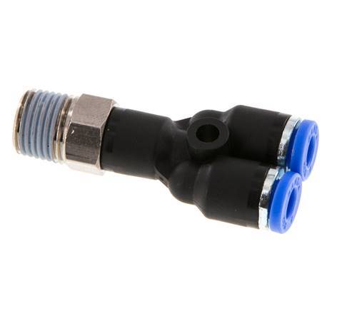 4mm x R1/8'' Y-koppeling Messing/PA 66 Insteekfitting Buitendraad Draaibaar NBR [2 Stuks]