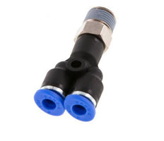 4mm x R1/8'' Y-koppeling Messing/PA 66 Insteekfitting Buitendraad Draaibaar NBR [2 Stuks]