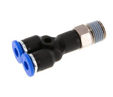 4mm x R1/8'' Y Push-in Fitting with Male Threads Brass/PA 66 NBR Rotatable [2 Pieces]