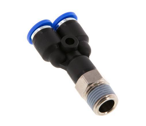 4mm x R1/8'' Y-koppeling Messing/PA 66 Insteekfitting Buitendraad Draaibaar NBR [2 Stuks]