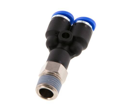 4mm x R1/8'' Y-koppeling Messing/PA 66 Insteekfitting Buitendraad Draaibaar NBR [2 Stuks]