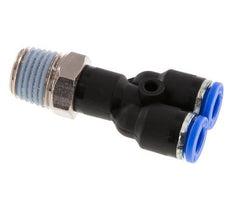 6mm x R1/4'' Y Push-in Fitting with Male Threads Brass/PA 66 NBR Rotatable [2 Pieces]