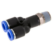 8mm x R1/4'' Y Push-in Fitting with Male Threads Brass/PA 66 NBR Rotatable [2 Pieces]