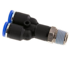 8mm x R1/4'' Y Push-in Fitting with Male Threads Brass/PA 66 NBR Rotatable [2 Pieces]