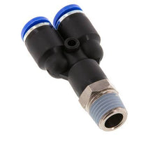 8mm x R1/4'' Y-koppeling Messing/PA 66 Insteekfitting Buitendraad Draaibaar NBR [2 Stuks]