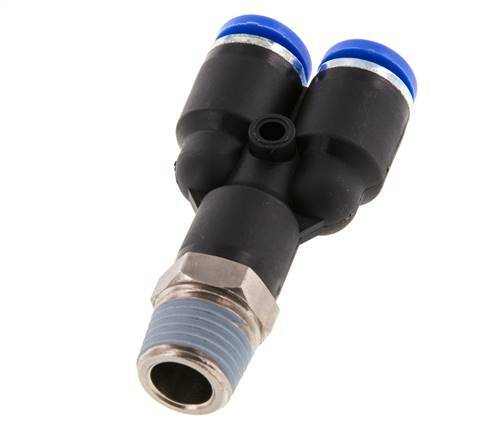 8mm x R1/4'' Y-koppeling Messing/PA 66 Insteekfitting Buitendraad Draaibaar NBR [2 Stuks]