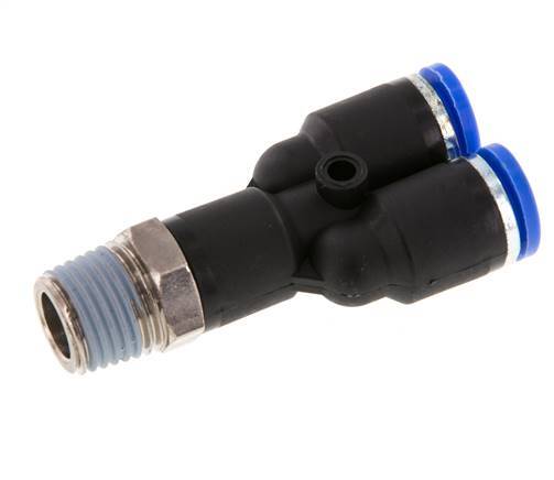 8mm x R1/4'' Y-koppeling Messing/PA 66 Insteekfitting Buitendraad Draaibaar NBR [2 Stuks]