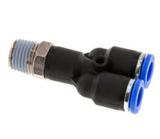 8mm x R1/4'' Y-koppeling Messing/PA 66 Insteekfitting Buitendraad Draaibaar NBR [2 Stuks]