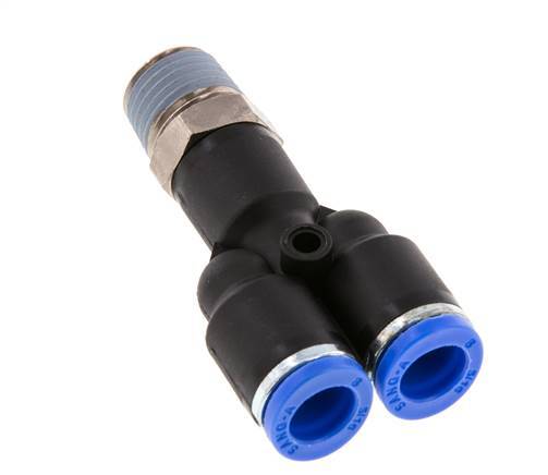 8mm x R1/4'' Y-koppeling Messing/PA 66 Insteekfitting Buitendraad Draaibaar NBR [2 Stuks]