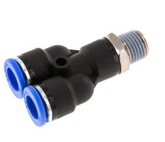 10mm x R1/4'' Y-koppeling Messing/PA 66 Insteekfitting Buitendraad Draaibaar NBR