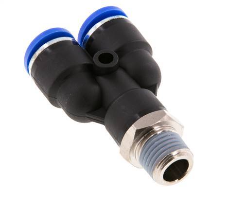 10mm x R1/4'' Y-koppeling Messing/PA 66 Insteekfitting Buitendraad Draaibaar NBR
