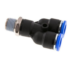 10mm x R1/4'' Y-koppeling Messing/PA 66 Insteekfitting Buitendraad Draaibaar NBR