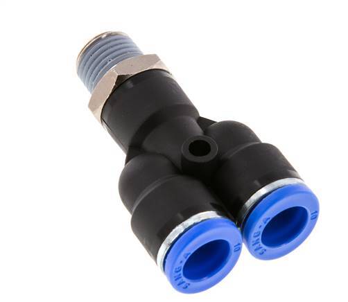 10mm x R1/4'' Y-koppeling Messing/PA 66 Insteekfitting Buitendraad Draaibaar NBR